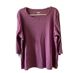 Duluth Trading Co Womens Plus Size XXL Purple Cotton Blouse Top